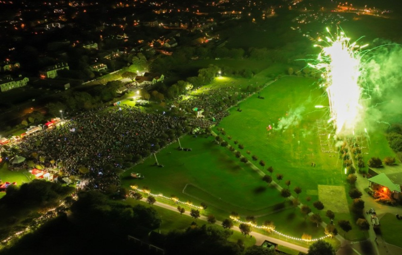 ariel shot of fireworks