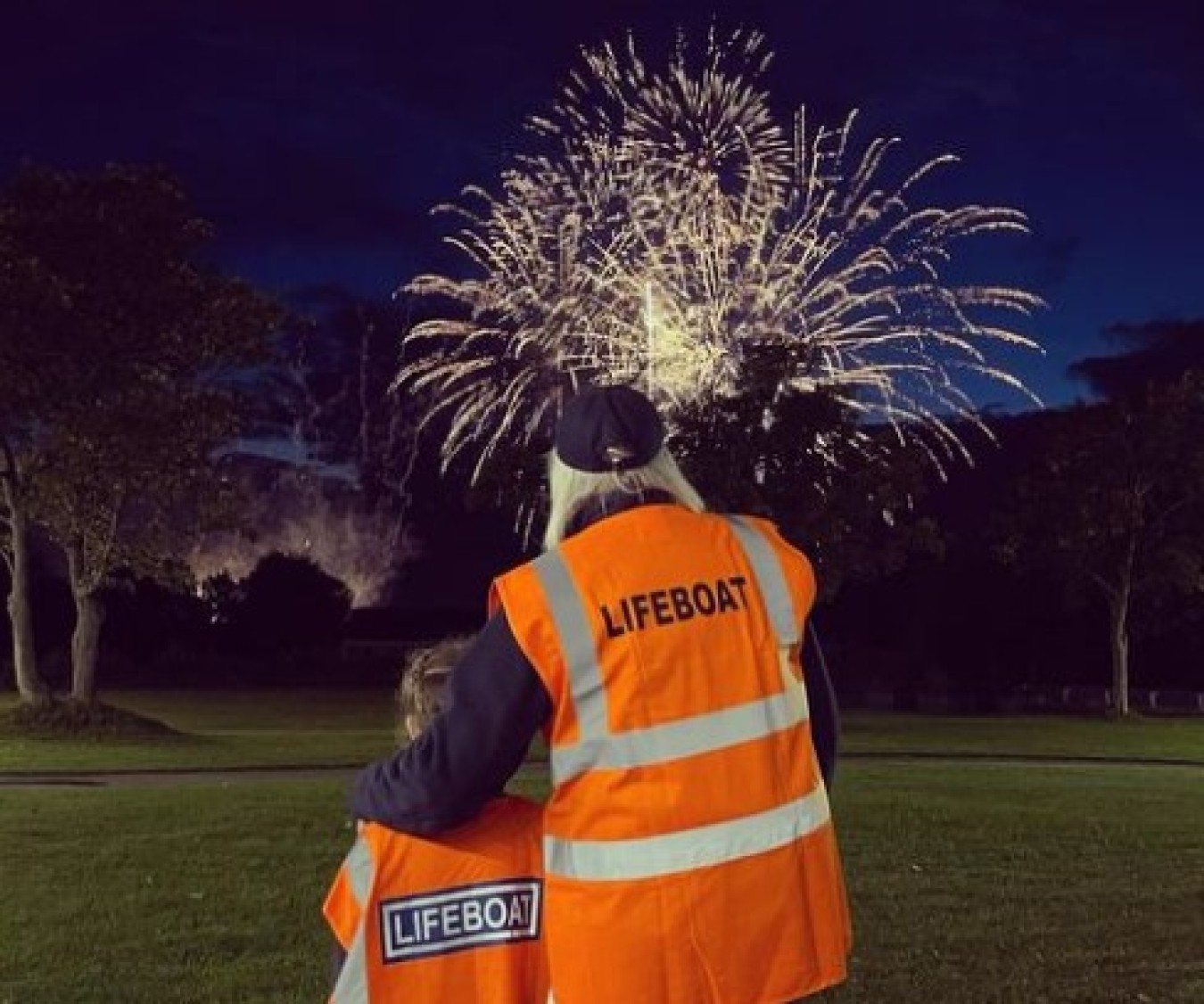 Lifeboat crew at fireworks