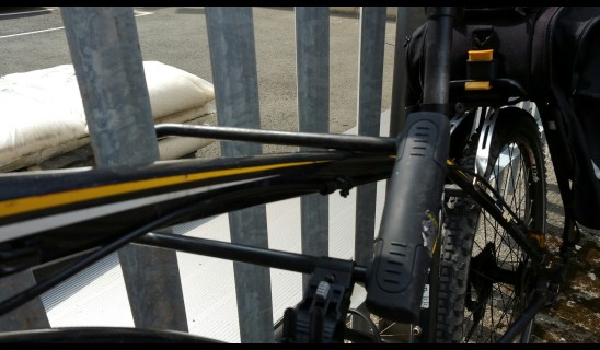 bike locked to a fence